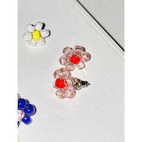 Rosy Red Flower Beads Earring