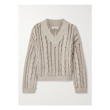 부르넬로쿠치넬리 오픈니트 주트 혼방 스웨터 베이지 1647597355288862