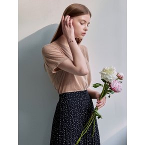LINEN ROUND HALF T_BEIGE