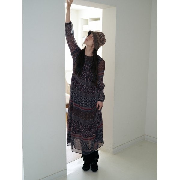 보헤미안 플라워 보더 롱 원피스_T256MOP172W