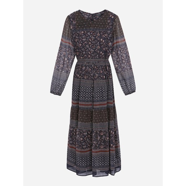 보헤미안 플라워 보더 롱 원피스_T256MOP172W