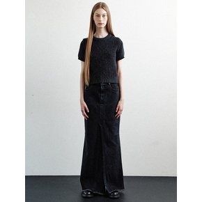 black denim maxi skirt (black)