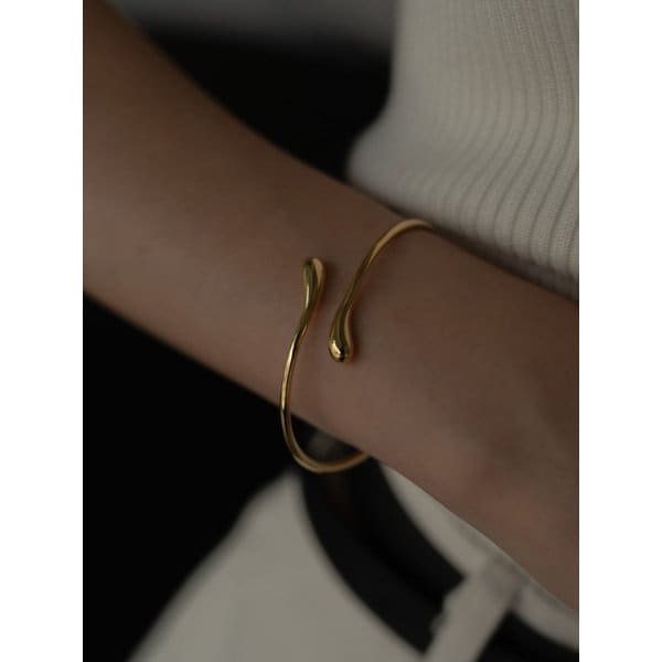 silver925 fluid bangle bracelet (2color)
