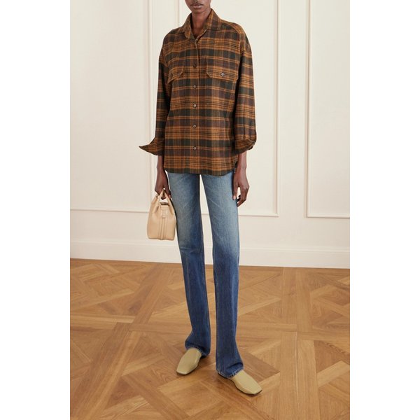 다비 체크 울 캐시미어 혼방 셔츠 다크 브라운 46376663162953739