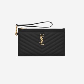 생로랑 그랑 드 뿌드르 엠보스 레더 카산드라 마틀라세 라지 빌 파우치 블랙 Saint Laurent Cass