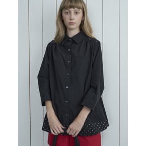 Dot shirring shirt_black