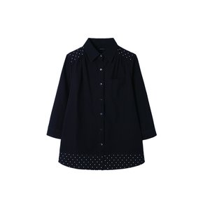 Dot shirring shirt_black