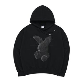 BLACK FUZZY RABBIT HOODIE BLACK-퍼지레빗