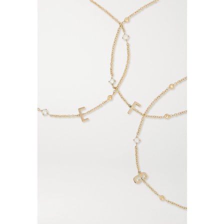 STONE AND STRAND 이니셜 14k 골드 펄 브레이슬릿