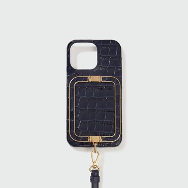 EENK Phone Case with Leather Strap - Croco Navy