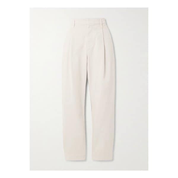 브루넬로쿠치넬리 플리츠 코튼 혼방 트윌 테이퍼드 팬츠 에크루 1647597352504972