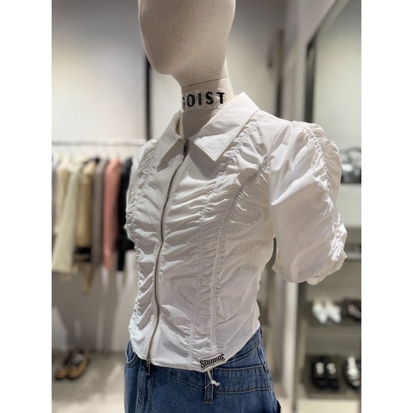 [여주점] 셔링 포인트 슬림 투웨이 집업 블라우스 ER2WB461