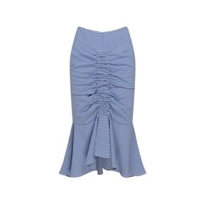 Blue Check Shirring Skirt