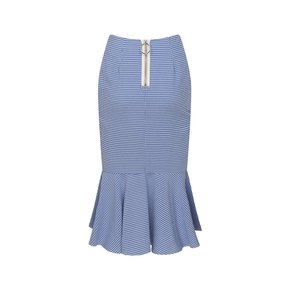 Blue Check Shirring Skirt