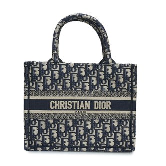 DIOR [중고명품] 크리스찬 디올 네이비 오블리크 북 토트 스몰 토트백