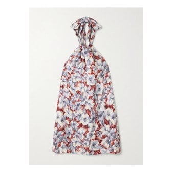  포세 루나 플리츠 플로럴 프린트 리넨 홀터넥 미니 드레스 멀티컬러 46376663162895087