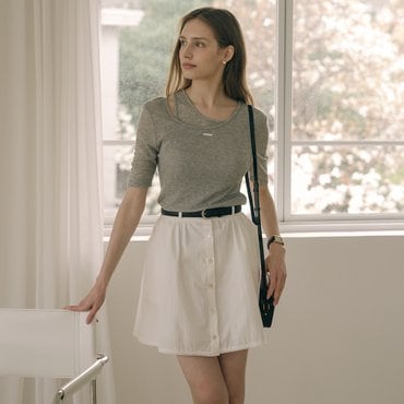 노운베러 Lace button point skirt_Ivory