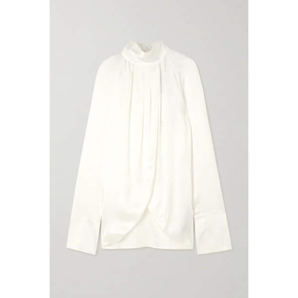 드레이프 실크 새틴 블라우스 46376663162945931