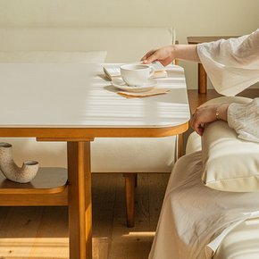 오아르 세라믹 리빙다이닝 4인 원목 코너형 식탁세트 (가죽소파형) (착불)