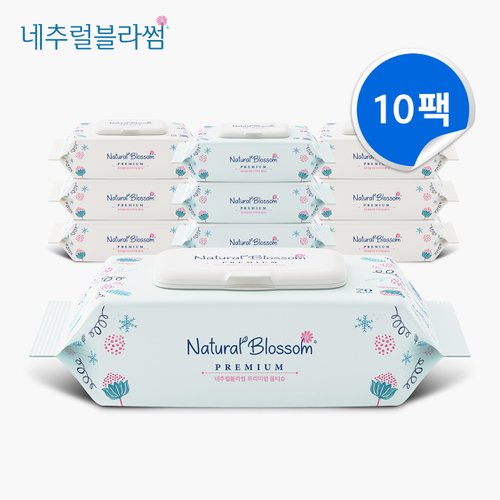 네추럴블라썸 프리미엄 약산성 비건물티슈 70매X10팩