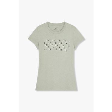 ARMANI EXCHANGE 여성 리피트 로고 숏 슬리브 티셔츠( A424330504)카키
