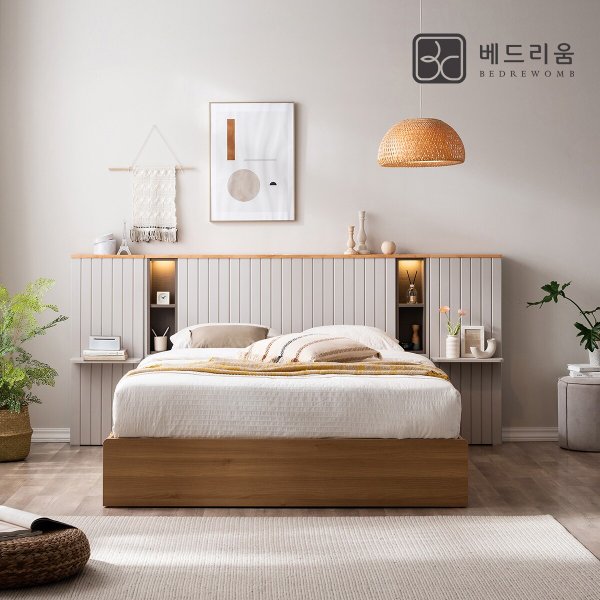 금성침대 베드리움 리디아 LED 원목침대K+사이드패널 1EA+릴렉서 허리특허(M.H)