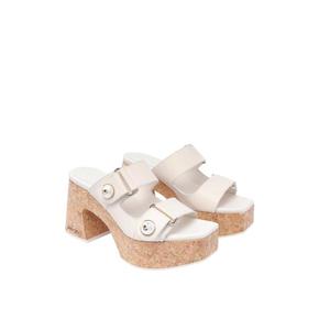 24FW 지미추 샌들 FAYENCEWEDGE95SQMLATTE White