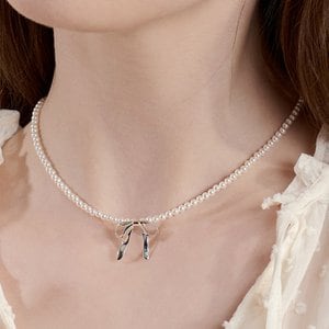 Hei [송해나 착용][sv925] flow ribbon necklace