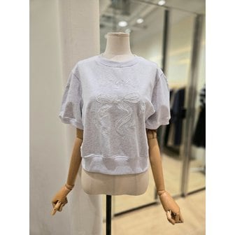 플라스틱아일랜드 [부산점] 아플리케 리본자수 티셔츠 (PR2CH00366)