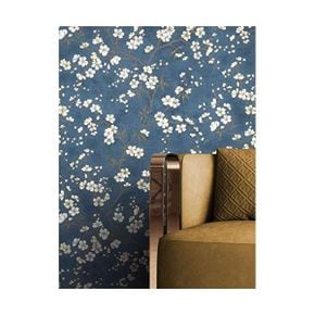 독일 꽃무늬 벽지 room Wallpaper Blue NonWoven Flowers Floral Cream Beige Leaves Tree Patte