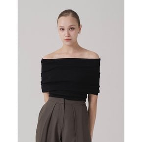 Overlap off-shoulder sleeve knit