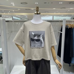 캣 프린트 루즈 티셔츠 509090