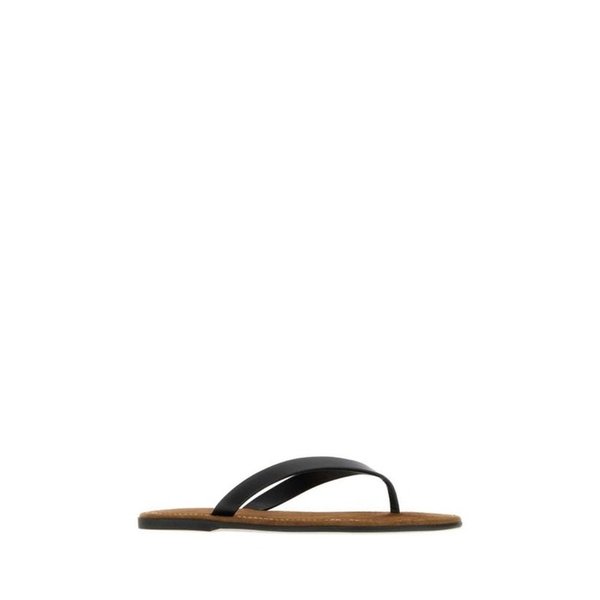 26FW 더로우  여성 블랙 가죽 비치 플립 플랍 F1874L838 BLK Black BPG