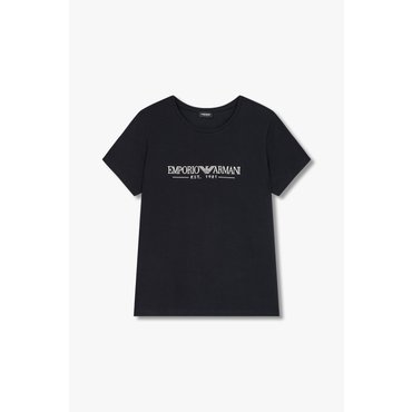 EMPORIO ARMANI 여성 엠브로이더리 로고 라운지 티셔츠 (0825134503)