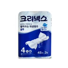 크리넥스 편리한 빨아쓰는 위생행주 블루 45매X2롤