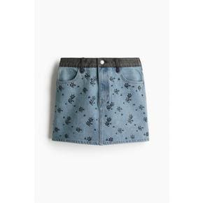 에이치엔엠 라인스톤 데님 스커트 1250052001 AZUL DENIM CLARO/FLORAL