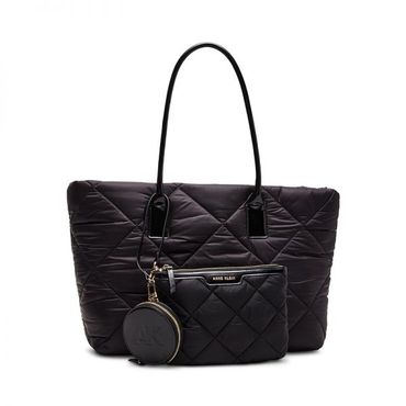 이스퀘어 4148385 Anne Klein Quilted Nylon Tote With Pouch and Coin Purse