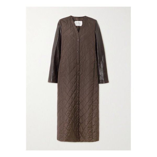 베르타 가죽 트리밍 퀼팅 셸 코트 브라운 46376663162902182