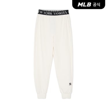 MLB [코리아공식] 여성 베이직 럭슬레저 하이웨이스트 조거팬츠 NY (Cream)