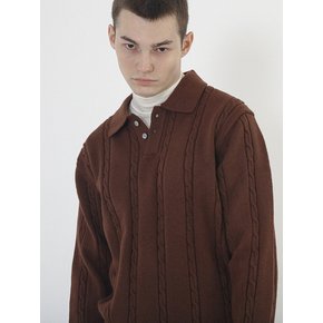 Modal Cable Collar Knit (Brown)