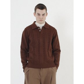 Modal Cable Collar Knit (Brown)