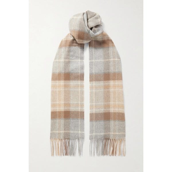 존스톤스 오브 엘긴 체크 캐시미어 스카프 46376663162948200