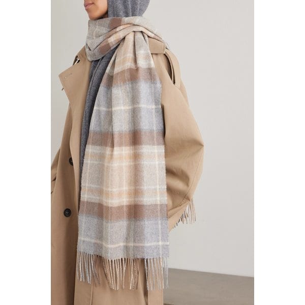 존스톤스 오브 엘긴 체크 캐시미어 스카프 46376663162948200