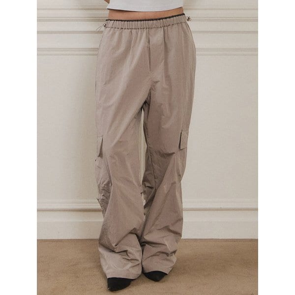 그리드 카고 팬츠 - 베이지