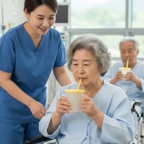 환자용 매직빨대컵 300ml  요양원물병 병원 간병용품   일회용빨대사용 노인빨대컵