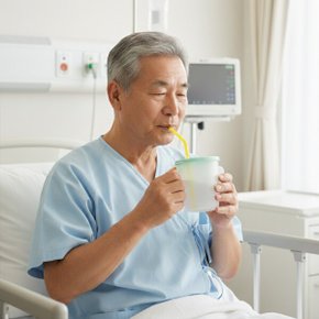 환자용 매직빨대컵 300ml  요양원물병 병원 간병용품   일회용빨대사용 노인빨대컵