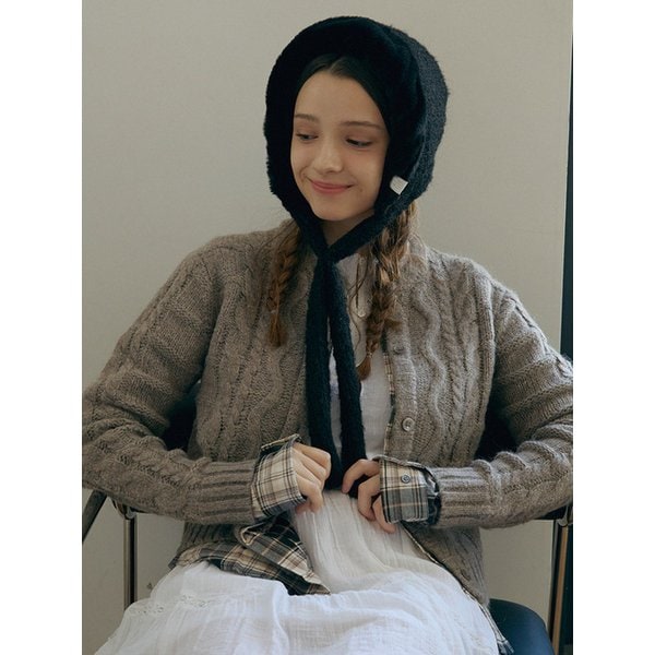 [양면] Mink knit bonnet hat_2color