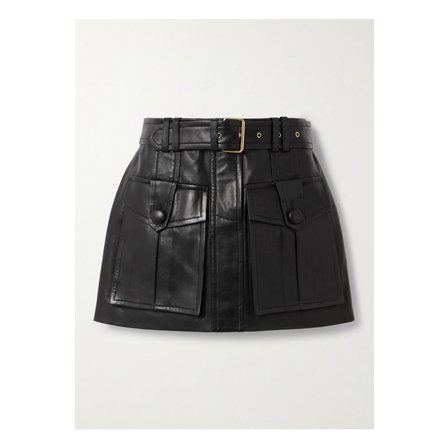 발망 벨트 패널 가죽 미니 스커트 블랙 46376663162844037