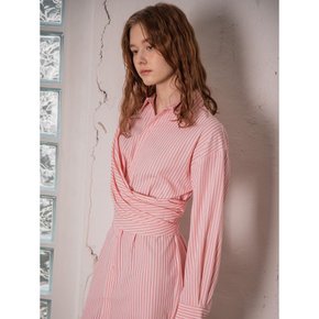 YY_Lady stripe shirt dress_PINK