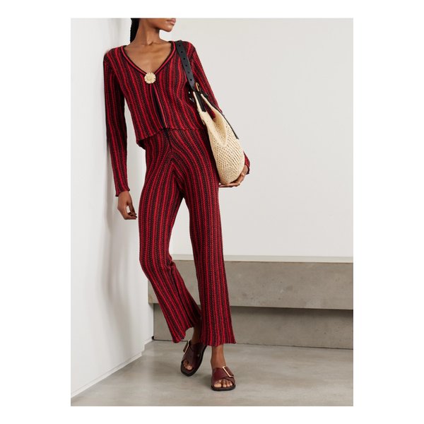 아플리케 라피아 트리밍 스트라이프 오픈니트 코튼 가디건 46376663162898108